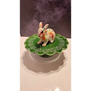 Maioliche Jessica Cake Stand 11" Green Ceramic Made in Italy Scalloped Edge New